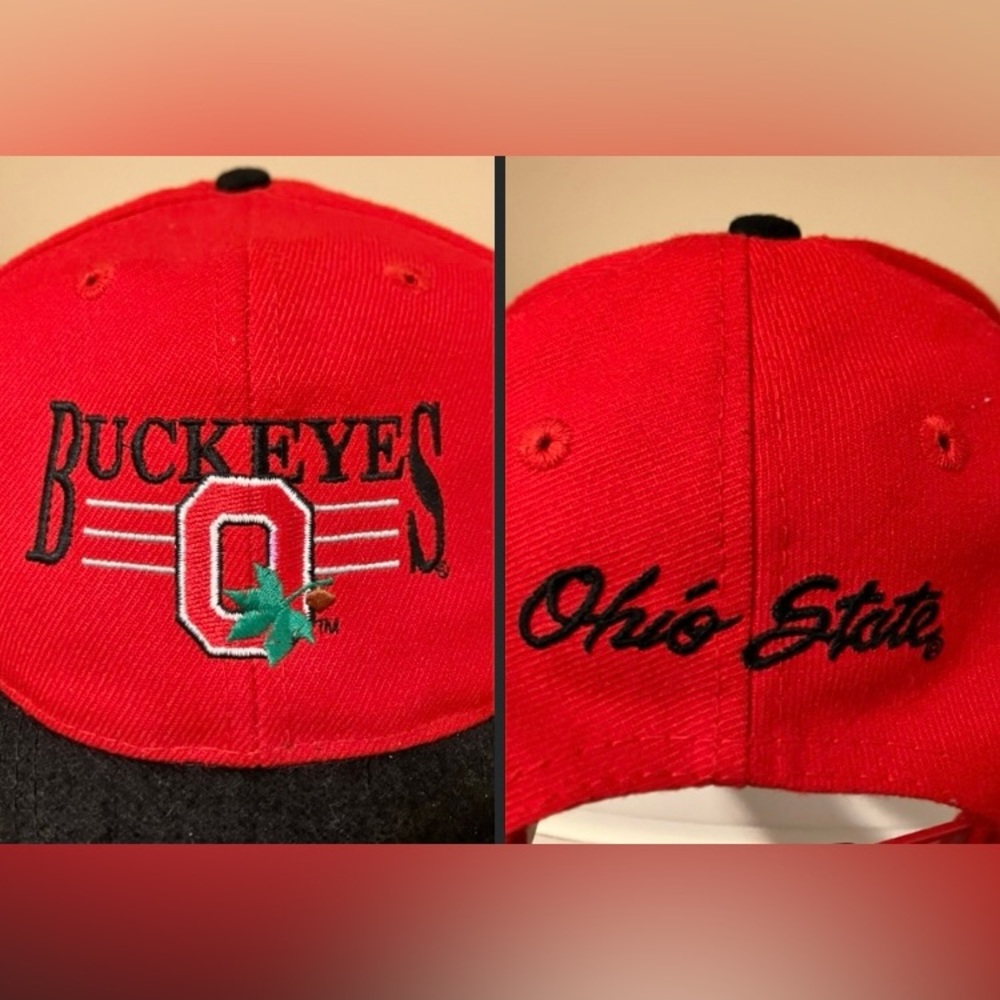 Vintage Ohio State Buckeyes 1990s SnapBack Hat Otto Cap Red NCAA Retro Logo